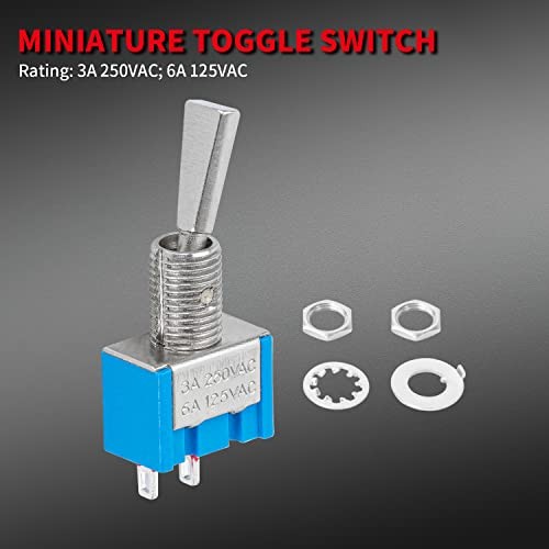 Mini Toggle Switch SPST Miniature Small Flat Toggle Switch ON/Off 2 MTS-101-F1