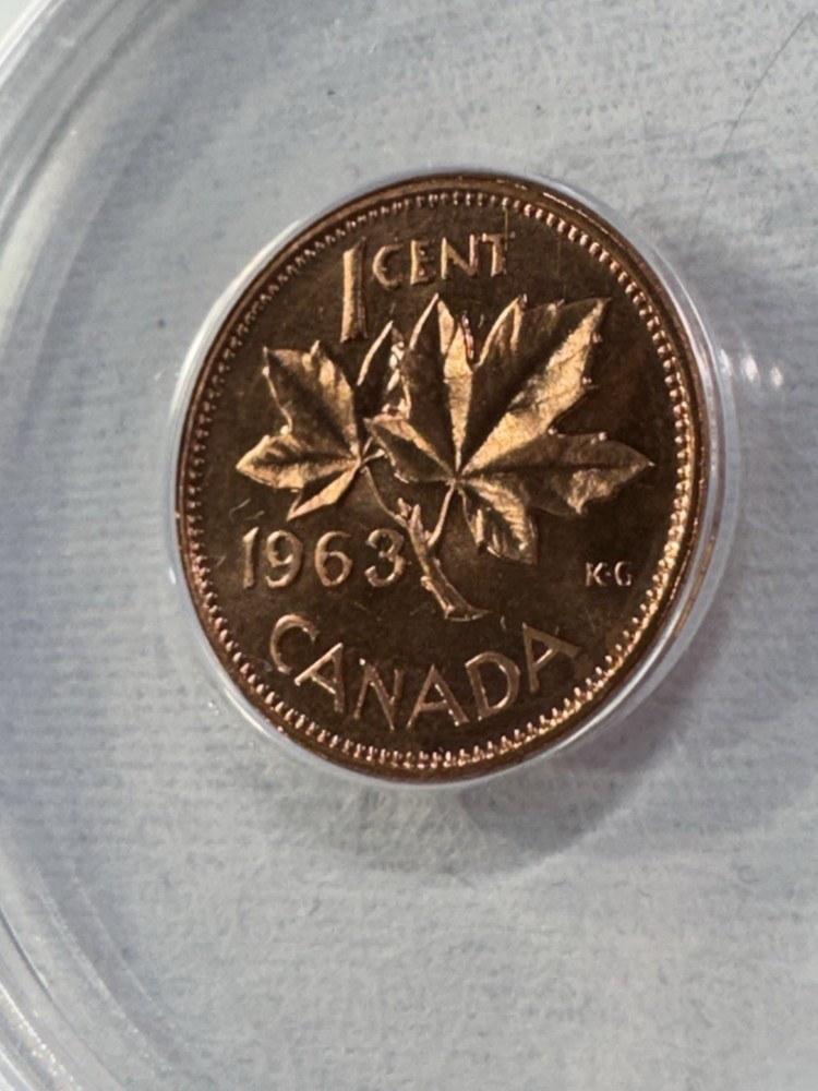 1963 Canada 1 Cent Proof Like Graded MS 68 RD by ANACS