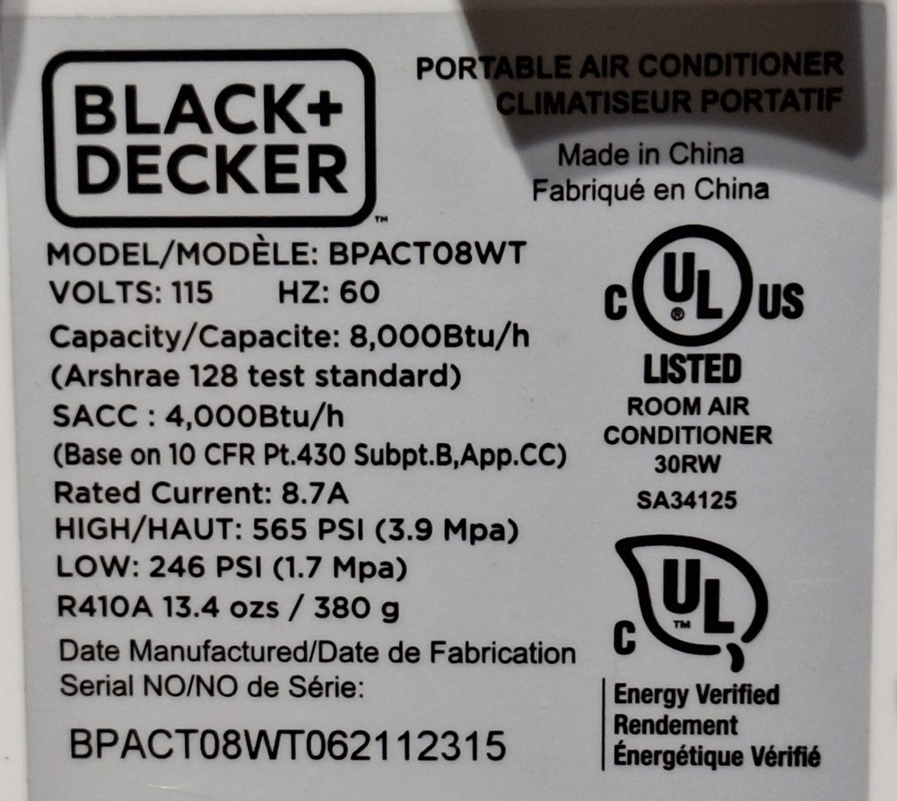 Rechi Precision 39B171H, Compressor for AC Black&Decker BPACT08WT