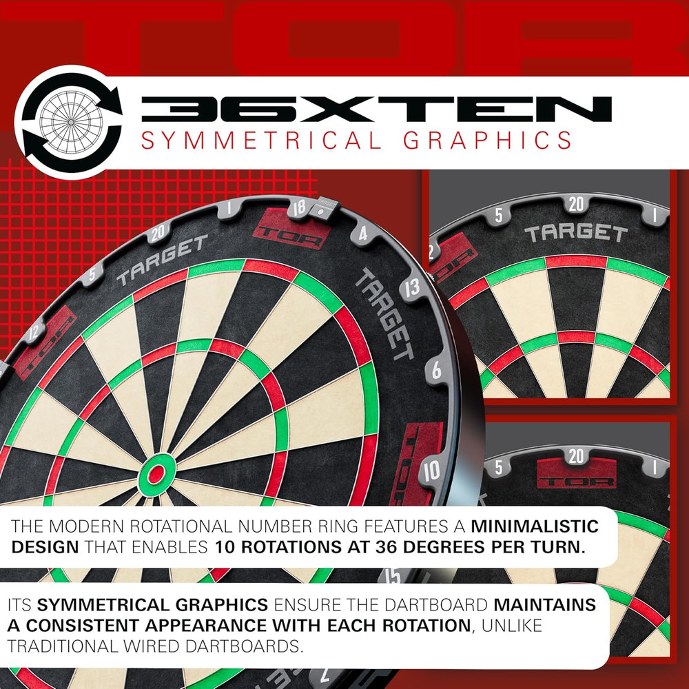 TOR Competition Steel Tip Dartboard Bundle with Fixing Kit & Surround Options