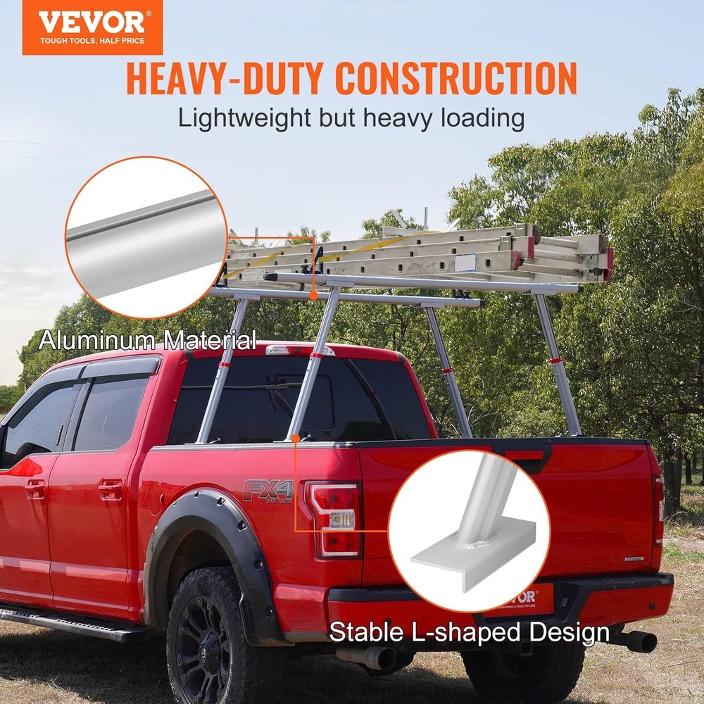VEVOR Adjustable Height Truck Ladder Rack 800lb