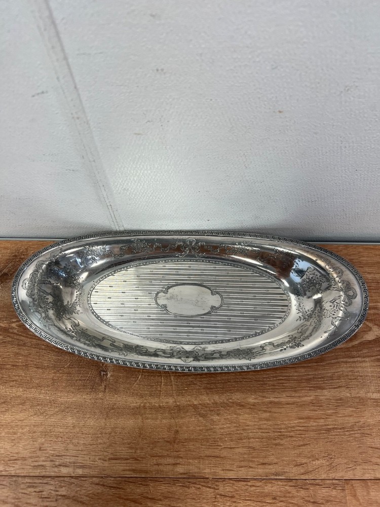Homan Mfg Co Silverplate Ornate Oval Serving Tray 3803