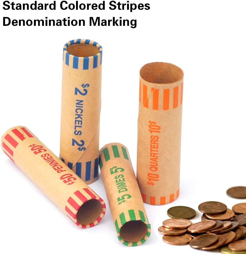 100pcs Assorted Heavy Duty Preformed Coin Wrappers Rolls - 100-Assorted