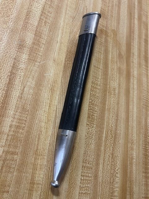 Leather & Nickeled Steel Dress Scabbard- Dress Bayonet or Police Dagger-Nice