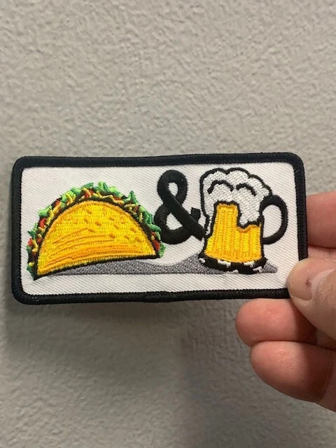 Taco's & Beer Quality Embroidered Biker Patch 4" X 2"