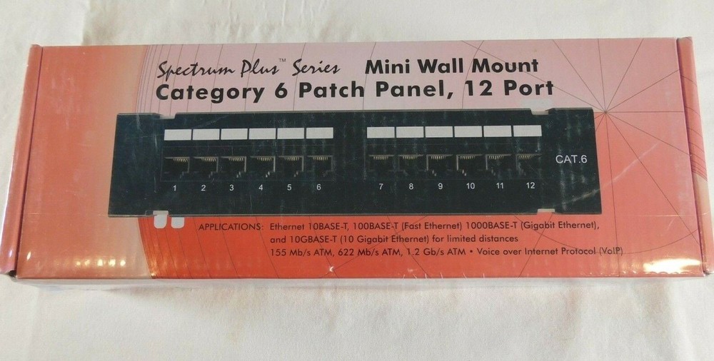 Category 6 Mini Patch Panel 12 Port, RJ45-110, Wall Mount MP117MA128
