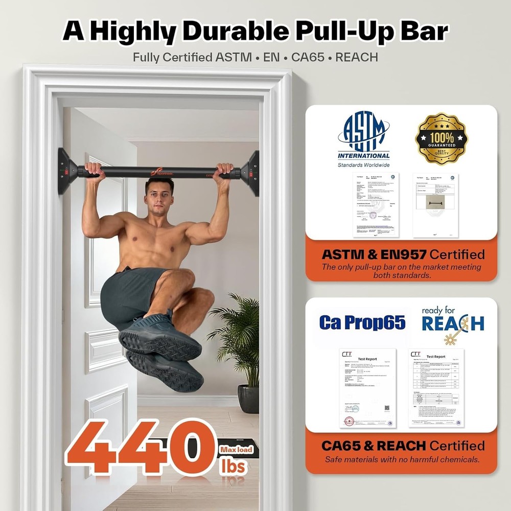 Versatile Pull Up Bar for Home Gym | 440lbs Load, Easy Installation Guide
