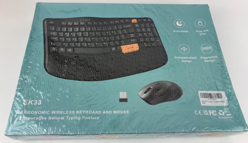 Wireless Keyboard & Mouse Combo,2.4G Wave Keys-Black *Please read description*