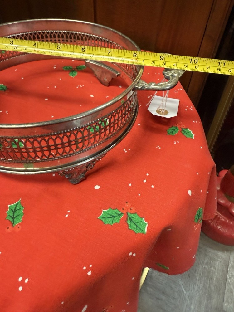 Vintage Silver Plated Footed Casserole Stand Serving Dish Holder Buffet Table
