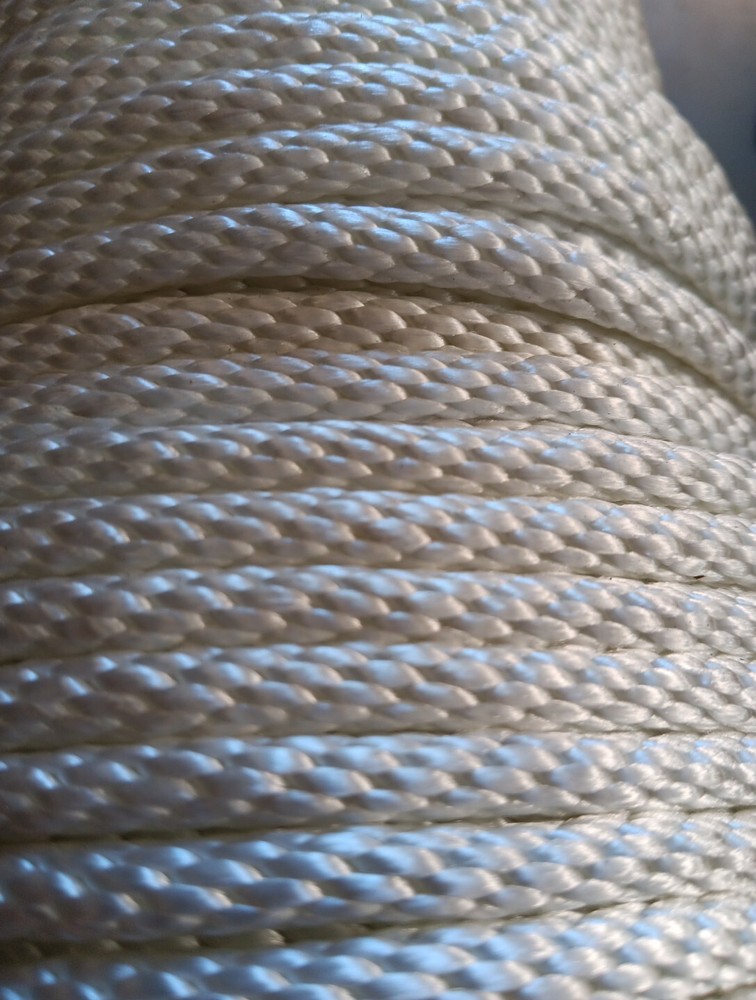 5/16” x 395 ft. Solid Braid Nylon Rope. White.  Made in USA