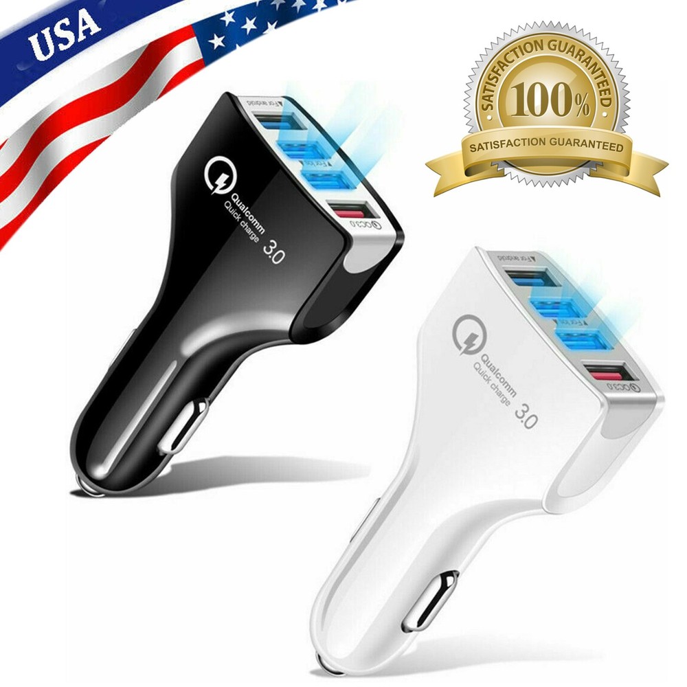 4 USB Port Super Fast Car Charger Adapter for iPhone Samsung Android Cell Phone