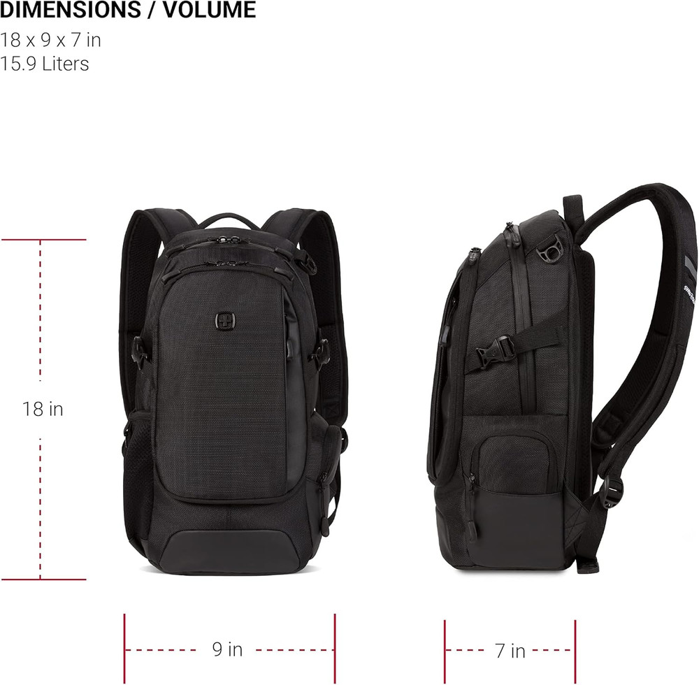 3598 Backpack Narrow Daypack, Black Ballistic, 18-Inch