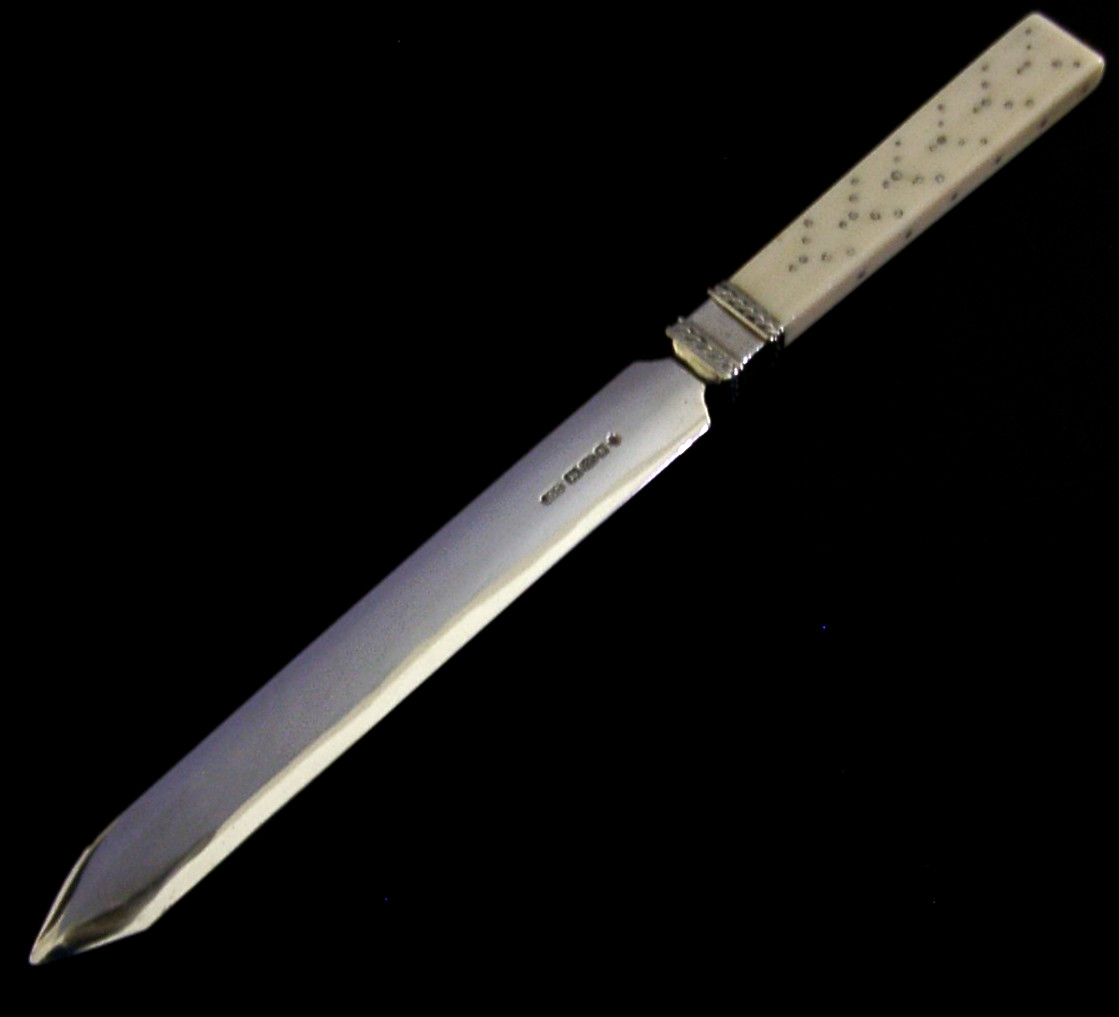 RARE SUPERB ENGLISH SOLID STERLING SILVER LETTER ENVELOPE OPENER 2000 HEAVY 110g