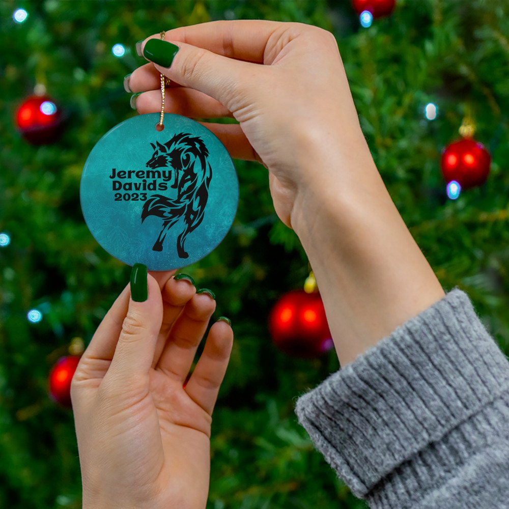 Wolf Customizable Christmas Tree Ornament Gift, Personalized Stocking Stuffer