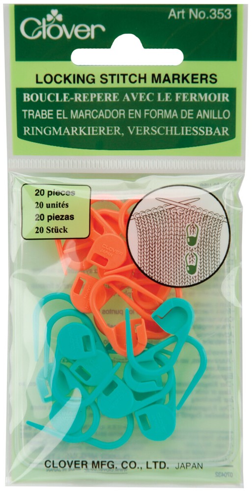 Clover 353 Locking Stitch Markers-20/Pkg (3Pk)