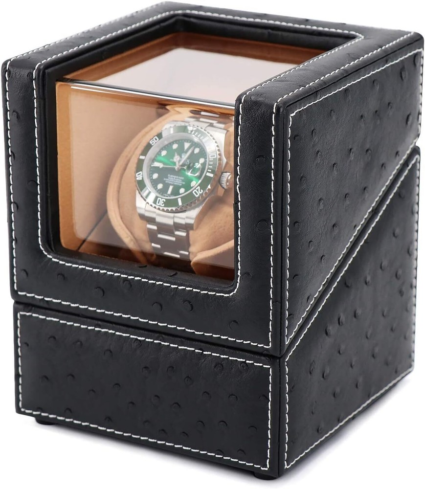 Black Automatic Watch Winder With Silent Motor And Five Rotation Modes