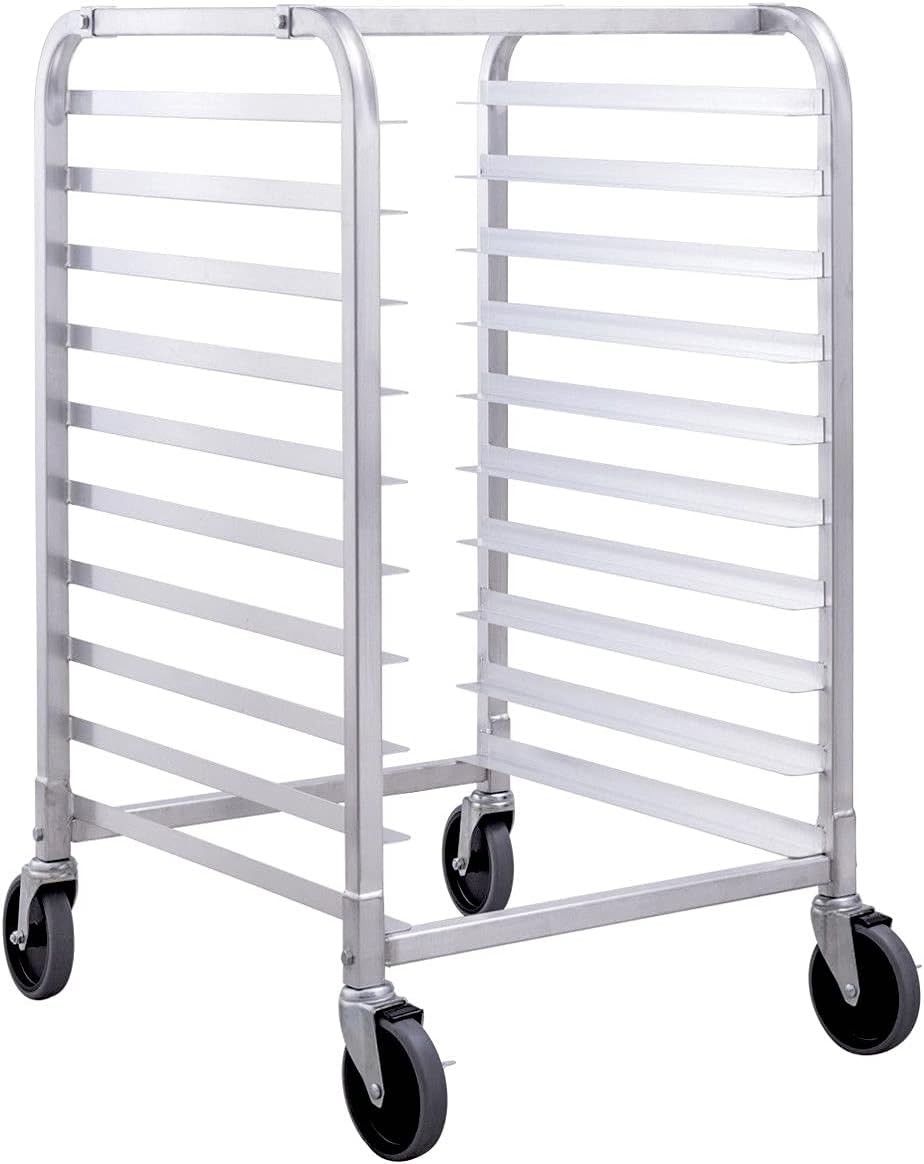 Costway 10 Sheet Aluminum Bakery Rack Rolling Commercial Cookie Bun Pan Kitchen