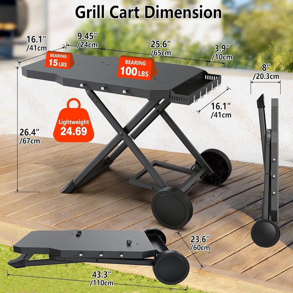 Weber Q Grill Cart Foldable Portable Stand Q2000