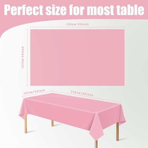4 Pack Plastic Table Cloth Disposable,- Pink Table Cloths for Pink Tablecloth