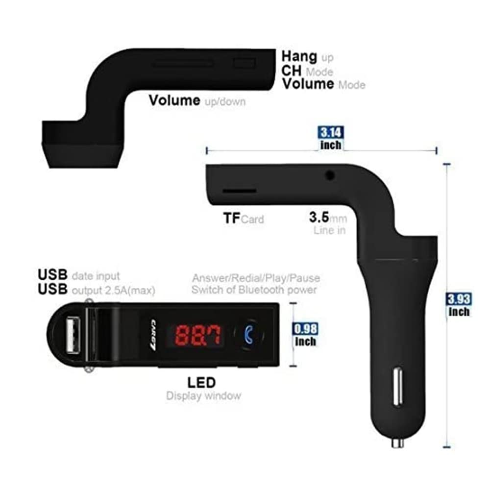 Bluetooth FM Transmitter for car,handsfree Bluetooth Receiver Car Kit with Mi...