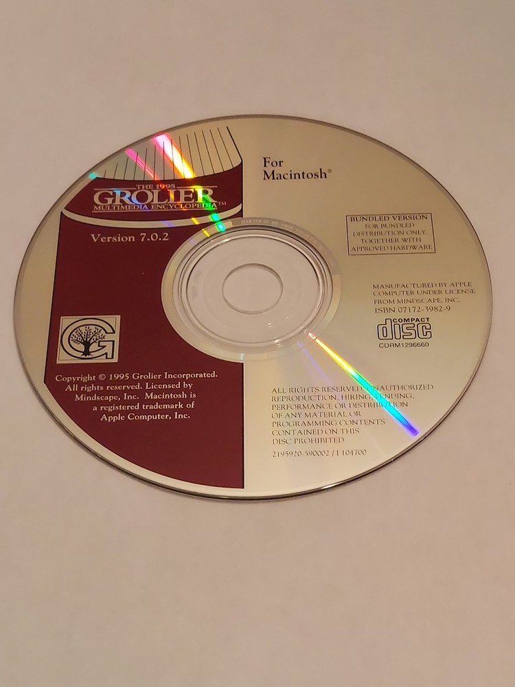 The 1995 Grolier Multimedia Encyclopedia CD Version 7.0.2 (Macintosh)