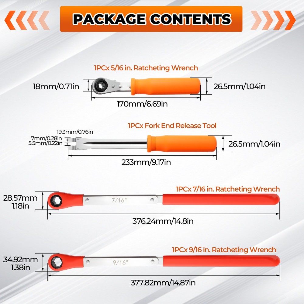 4-Piece Set Automatic Slack Adjuster Tool Set Wrenchs & Slack adjuster tools