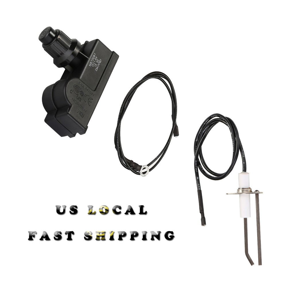 Fire Pit Igniter, Push Button Ignition Kit with 2 Outlets and Ground Wire Burner
