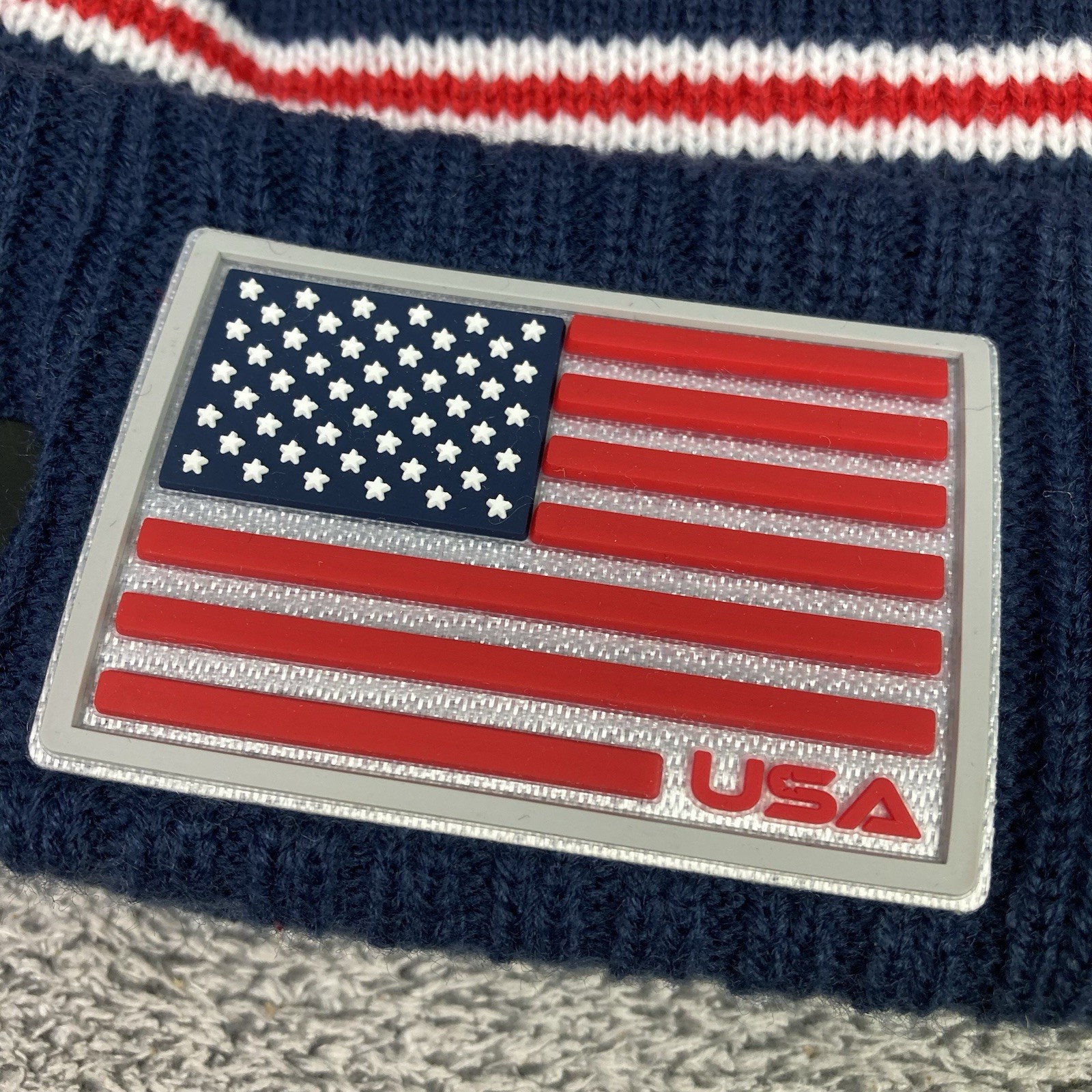 2025 Ryder Cup New Era USA Navy/Red Winter Pom Beanie/Hat - New