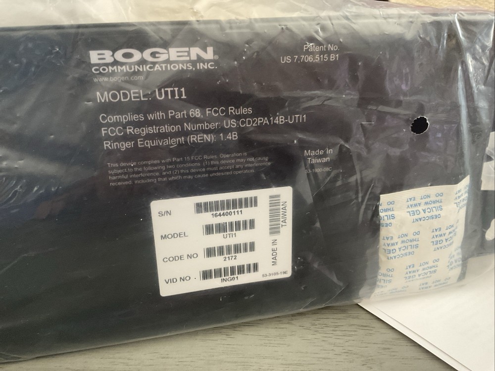 New Bogen Communications UTI1 Universal Paging Telephone Systems Interface