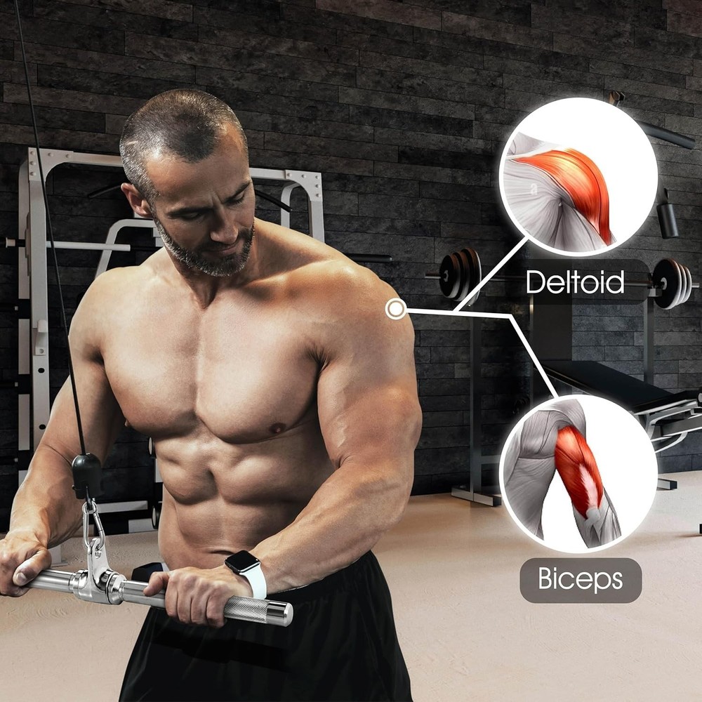 Cable Machine Attachment Set Row Handle Rope Bar LAT Pulldown 880LB