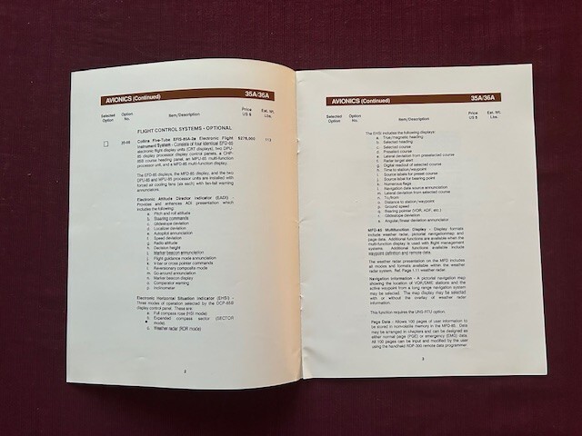 Learjet 35A 36A Optional Equipment 1991 Brochure