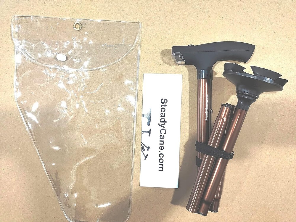 Best Stand up Cane With Light - Foldable - Adjustable - Bronze