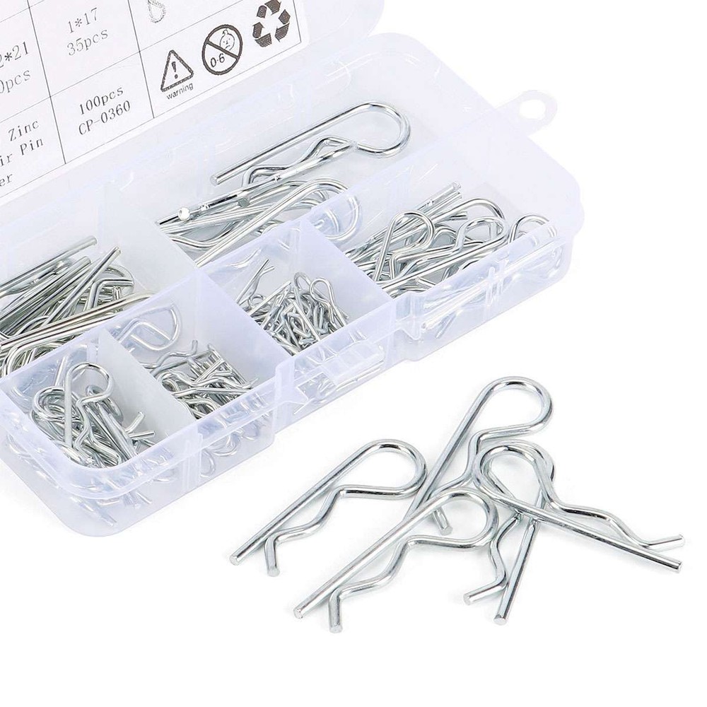 100 Pcs Cotter Pin Assortment Set 6 Sizes Grab Split Fixings Securing Lock Pins