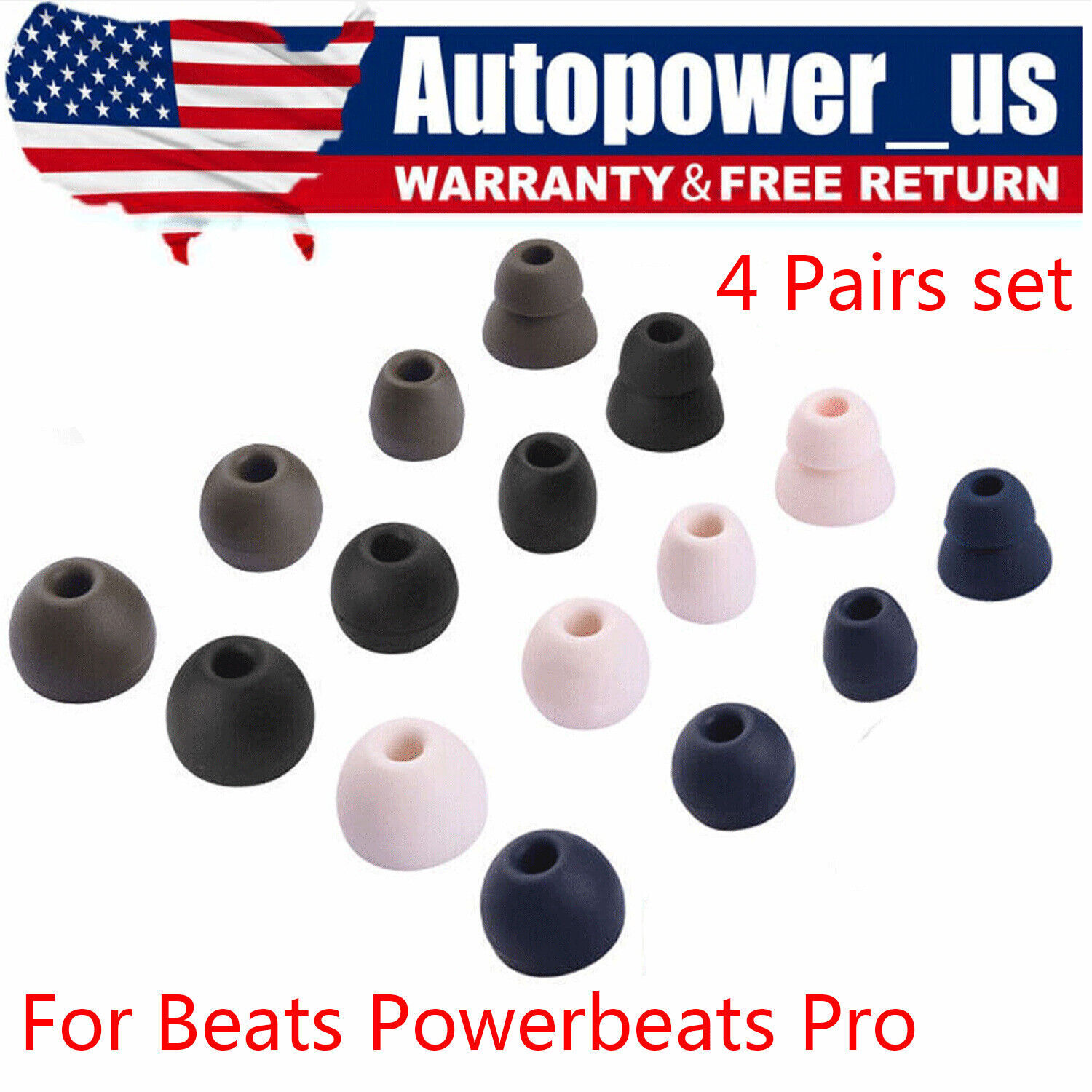 4 Pairs For Beats Powerbeats Pro Ear Tips Buds Silicone True Wireless Headphones