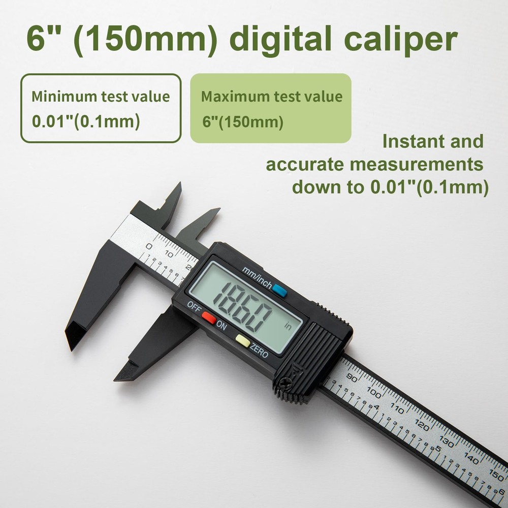 Digital Caliper 0-6" Measuring Tool, Micrometer Caliper with Auto-Off Feature...