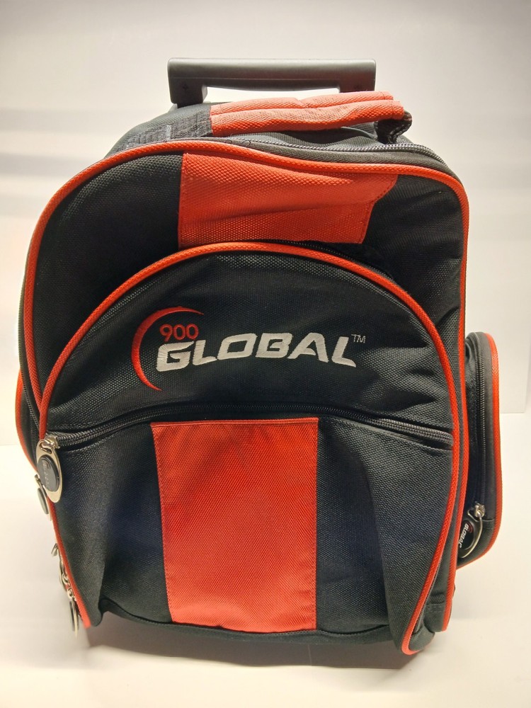 900 Global Red Black Bowling Bag (Single Ball) W/Height Roller Handle