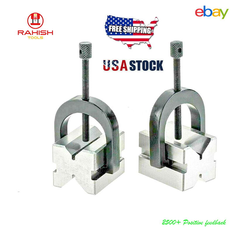 Precision Engineers All Steel V Blocks Clamp Set Vee Block Matched Pair