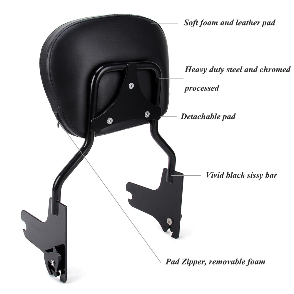 Quick Release Passenger Backrest Sissy Bar Black For Harley Electra Glide 97-08
