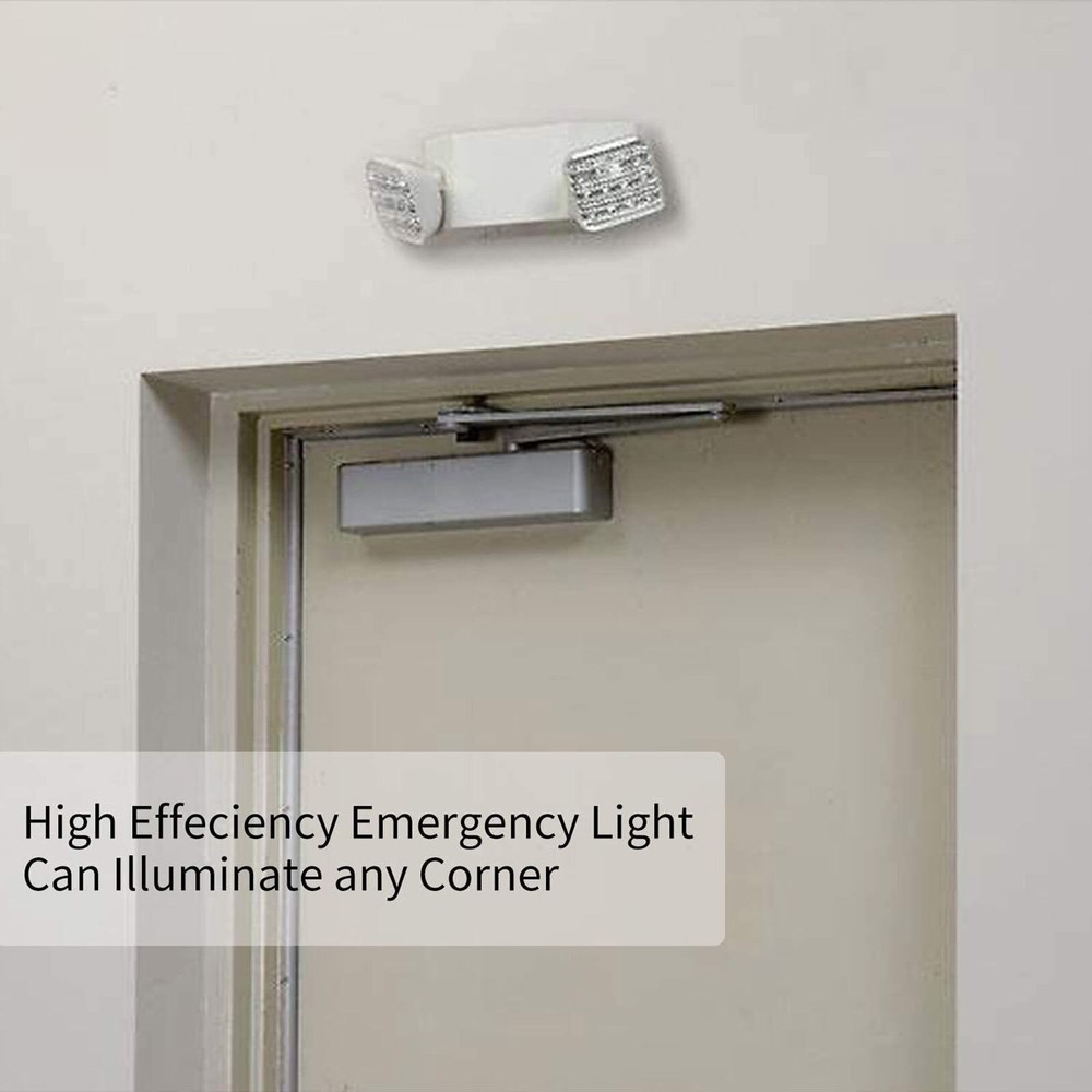 6 Pack LED Exit Sign Emergency Light Adjustable Dual Heads With Battery Backup