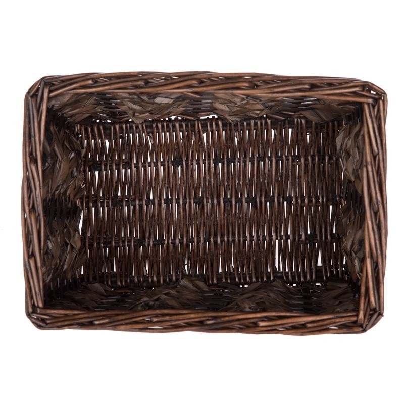 Brown Rectangle Willow & Rush Basket Compact Lightweight