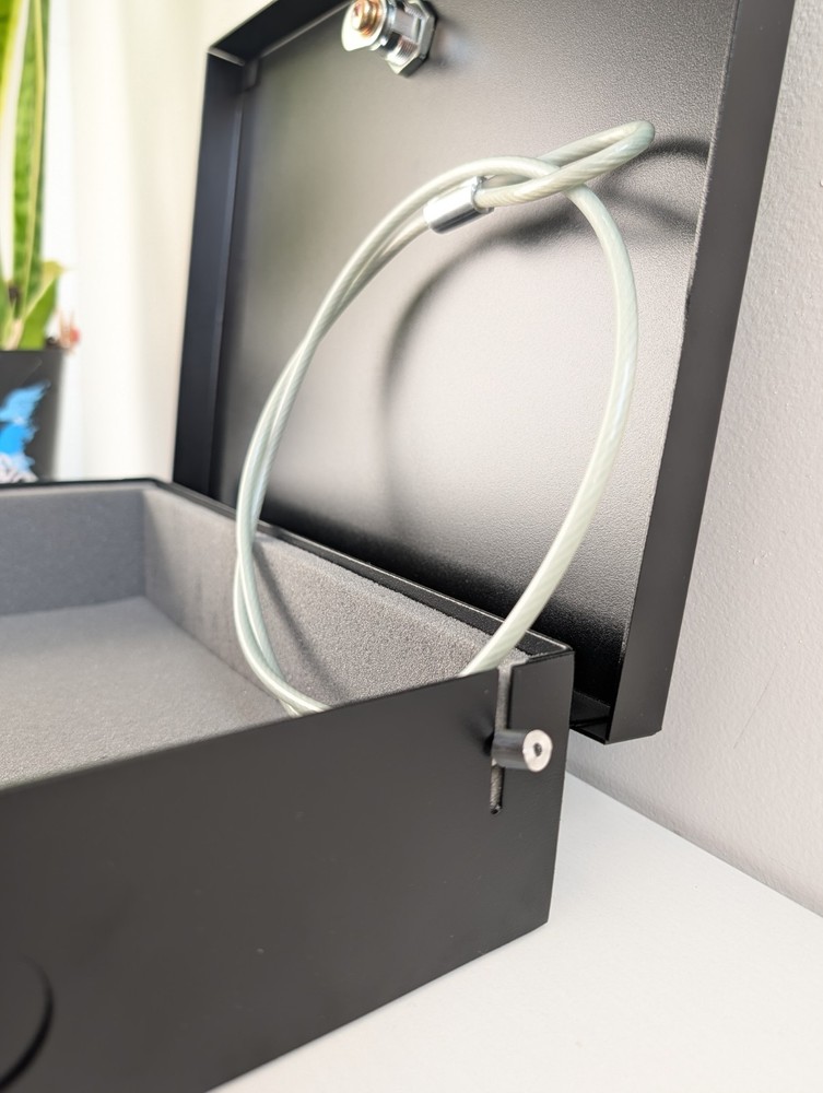 Small Portable Safe Box w/ Combination Lock & Steel Security Cable.
