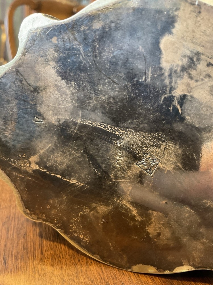 Antique Victorian Silverplate Silver Biscuit Tin / Tea Caddy Rams Head Etched