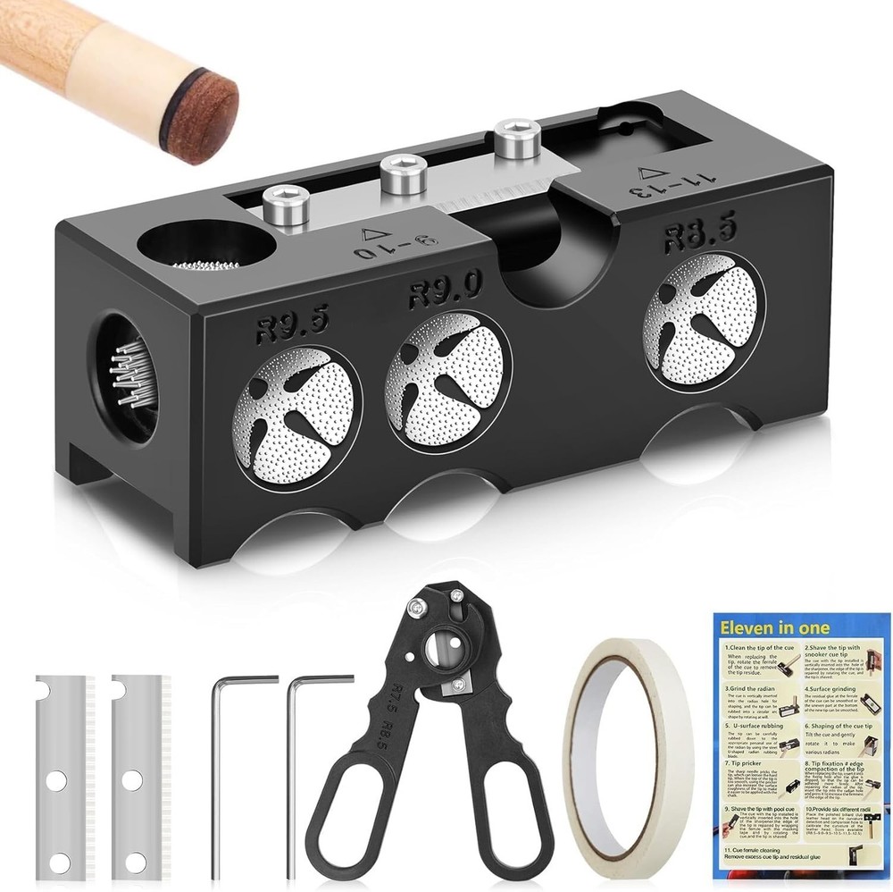 Billiards Pool Cue Tip Shaper, Pool Cue Tips Replacement Kit, Pool Cue Shaper...