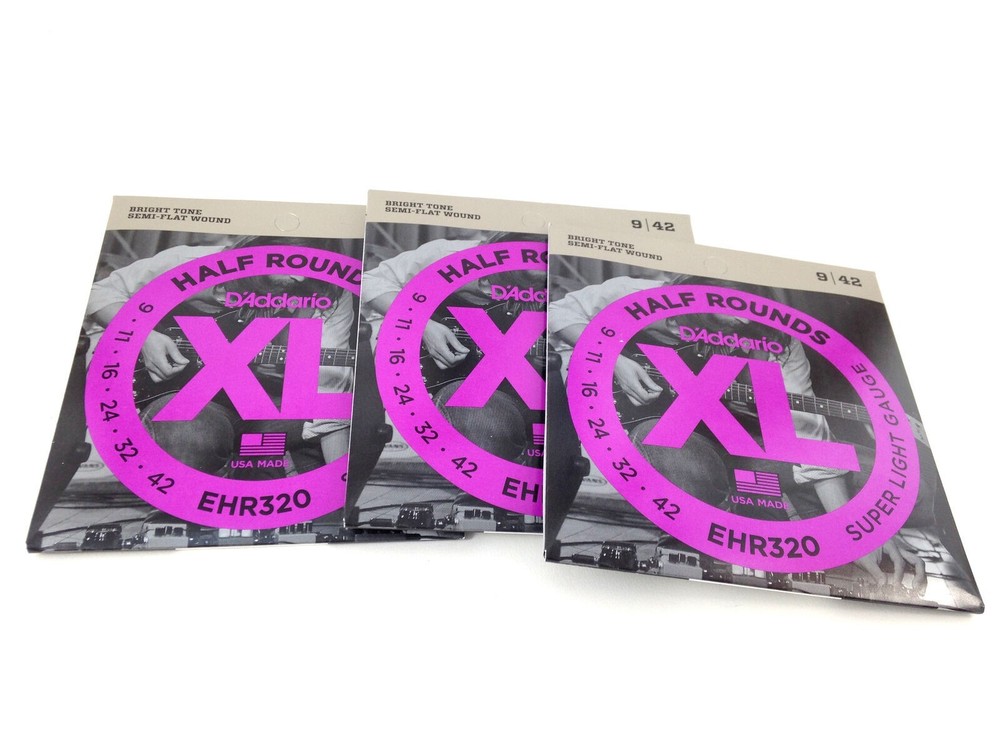 D'Addario Guitar Strings 3 Sets Half Rounds EHR320 Super Light 9-42