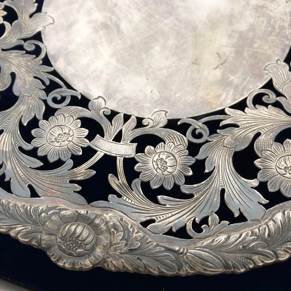 Mappin & Webb Solid Silver Pierced & Carved Comport Dish