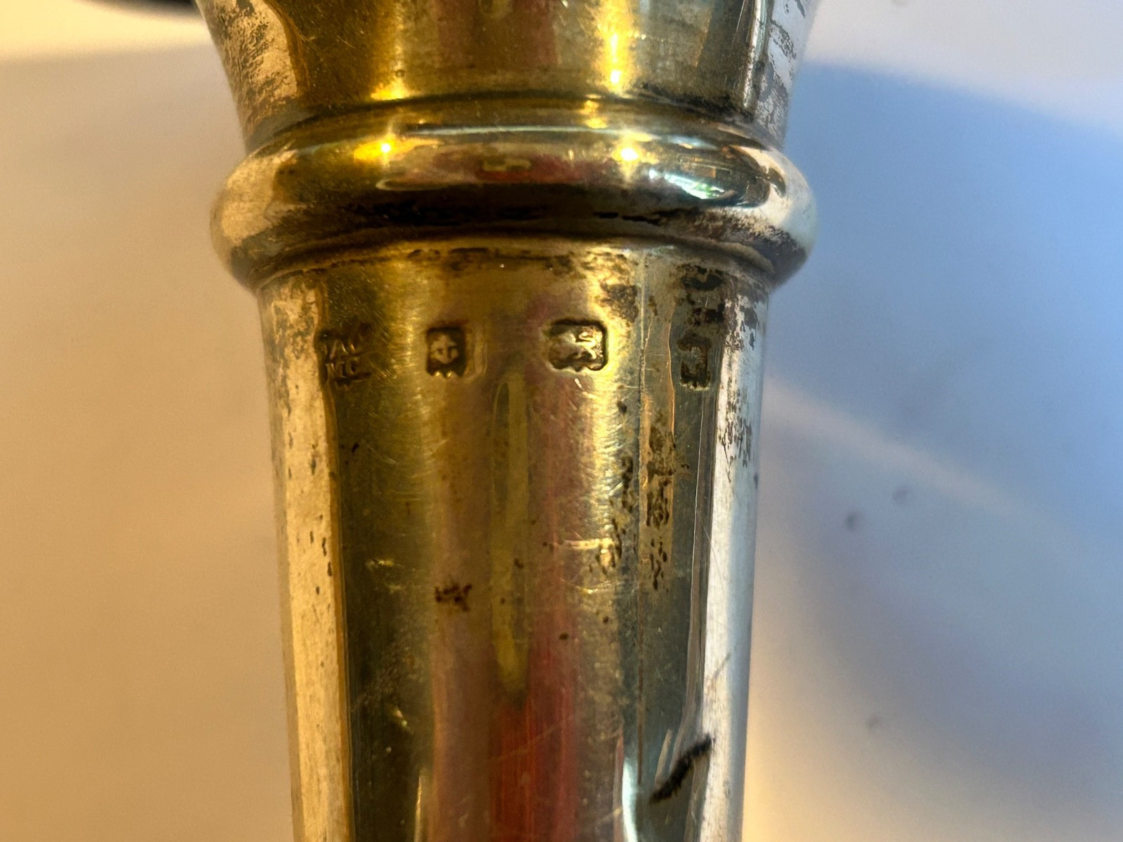 Pair Of Antique Solid Silver 18cm Candlesticks by Alexander Clark 1905