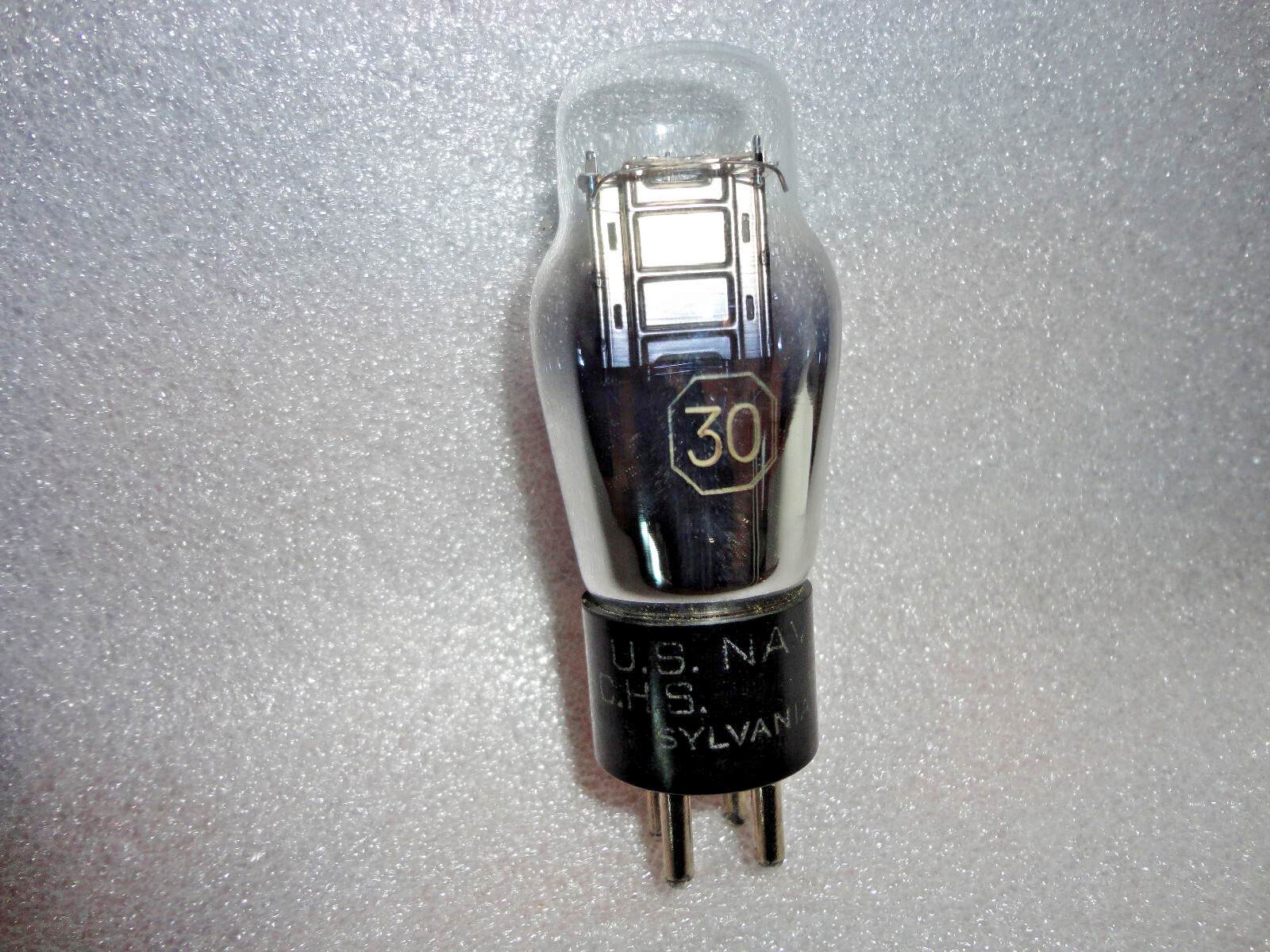 Sylvania Radio Tube #30 Vacuum Tubes. New Old Stock, Labeled U.S. Navy C.H.S.