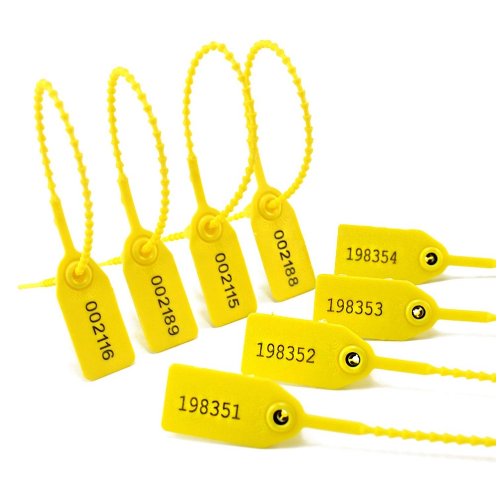 100 Plastic Tamper Seals, Zip Ties for Fire Extinguishers Pull Tite Security Tag