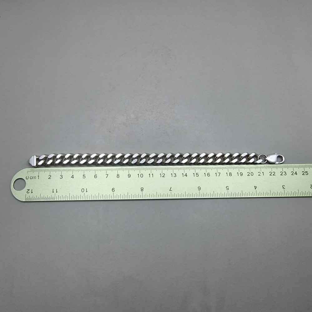 Sterling Silver Curb Link Bracelet – Solid 925 – Classic Heavy Chain