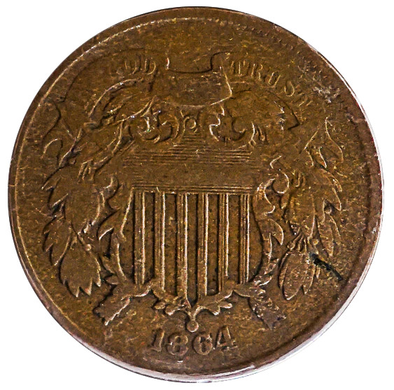 1864 Two Cent Coin (Fine)